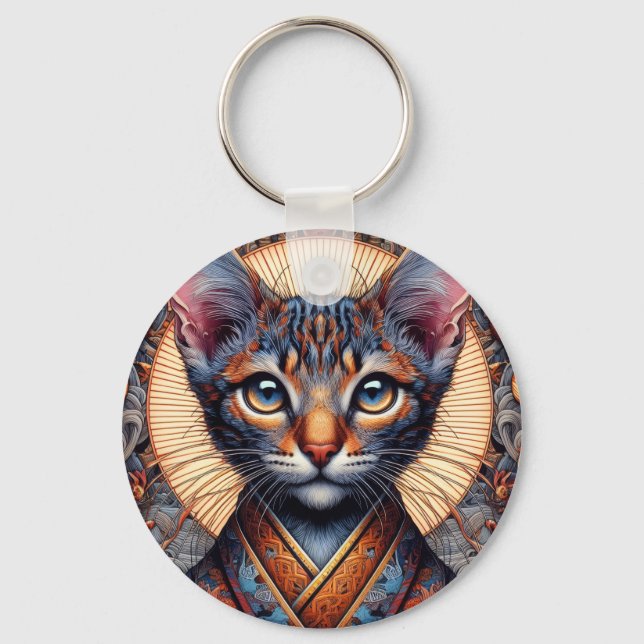 Regal Mythic ornate fantasy feline  Key Ring (Front)