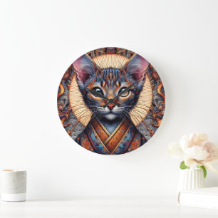 Regal Mythic ornate fantasy feline  Large Clock