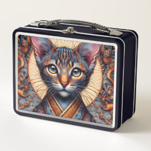 Regal Mythic ornate fantasy feline Planner Metal Lunch Box