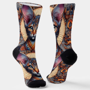 Regal Mythic ornate fantasy feline Planner Socks