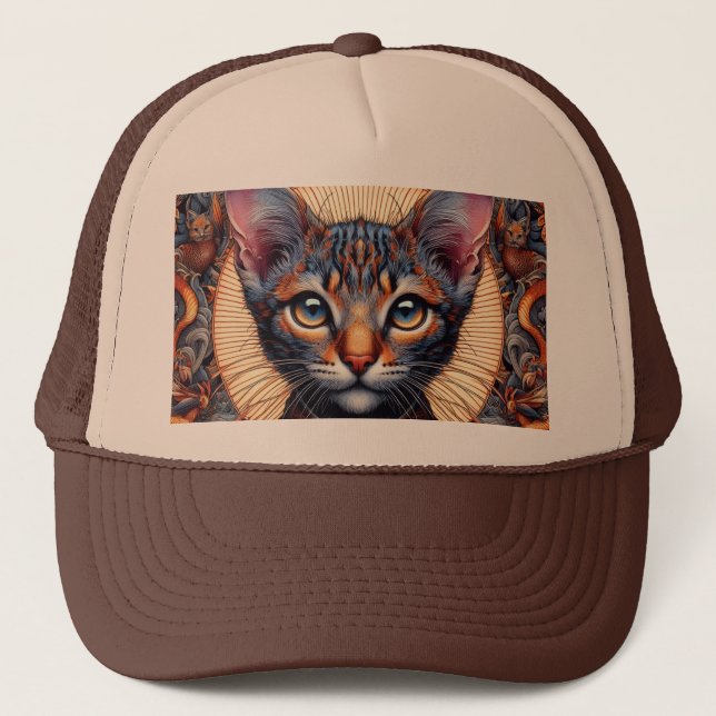 Regal Mythic ornate fantasy feline  Trucker Hat (Front)