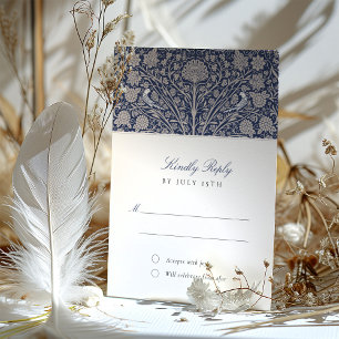Regal Navy and Cream RSVP Wedding Invitation