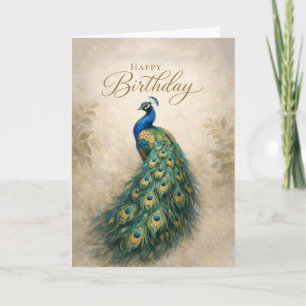Regal Peacock Birthday Elegance Card