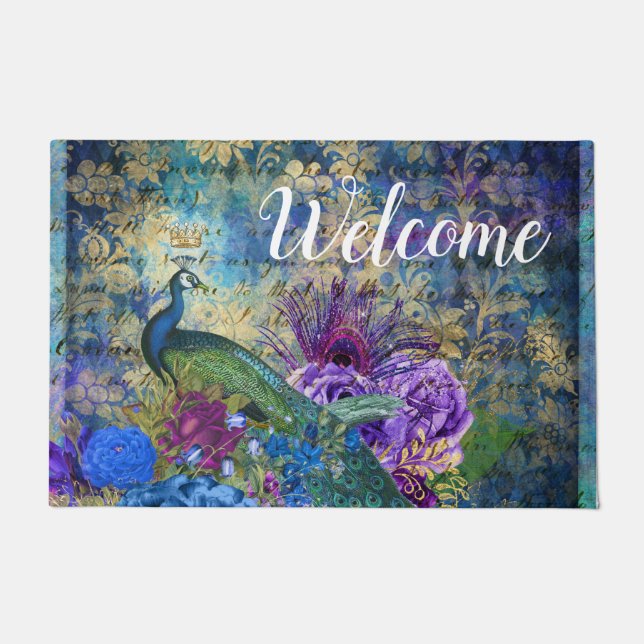Regal Peacock Peacocks Welcome Mat Door Mat (Front)