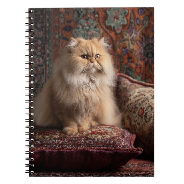 Regal Persian Cat on Ornate Cushion Notebook (Front)