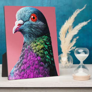 Regal Pigeon Majesty Vivid Realistic Bird Portrait Plaque