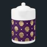 Regal Purple and Gold Shell Porcelain Teapot<br><div class="desc">Regal Purple and Gold Shell Porcelain Teapot</div>
