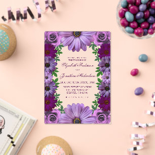 Regal Purple Floral Wedding Acrylic Invitations