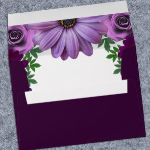 Regal Purple Floral Wedding Envelope