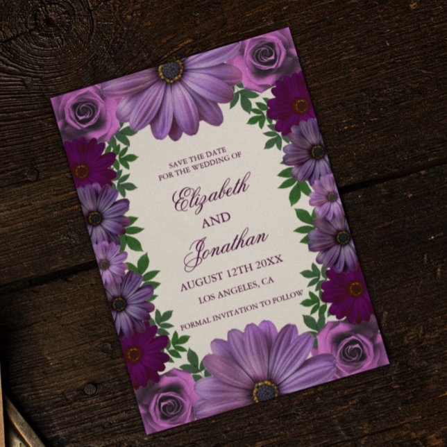 Regal Purple Floral Wedding Save The Date (Creator Uploaded)