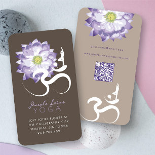 Regal Purple Lotus Standing Yoga Balance Modern Om Business Card