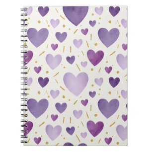 Regal Purple Watercolor Hearts Notebook