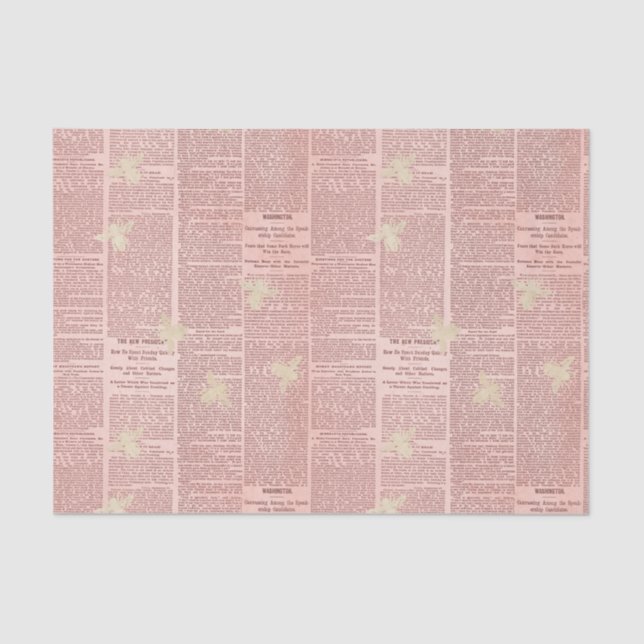 Regal Queen Bee Pink Newspaper Tissue Paper (Front)