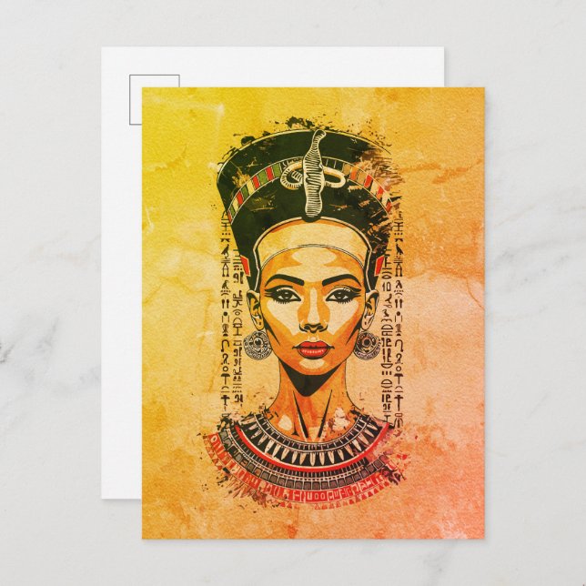 Regal Queen of Egypt – Modern Neo-Pharaoh Art Postcard (Front/Back)