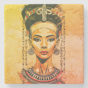 Regal Queen of Egypt – Modern Neo-Pharaoh Art Stone Coaster