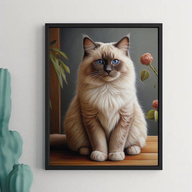 Regal Ragdoll Cat Portrait Fluffy Blue Eyed  Poster (Creator Uploaded)