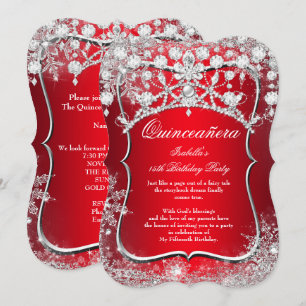 Regal Red Quinceanera 15th Winter Wonderland Invitation