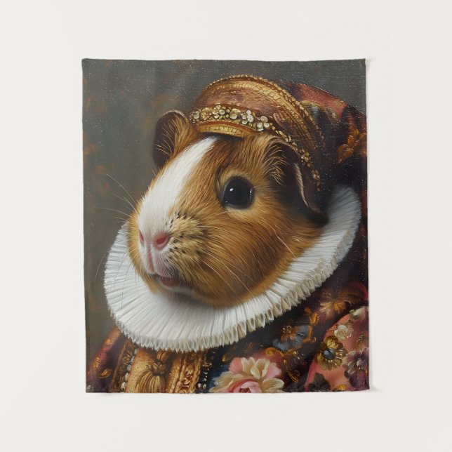 Regal Renaissance Guinea Pig Portrait Tapestry (Front)