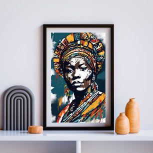 Regal Resolve –Afrocentric Bold Portrait Art Print