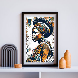 Regal Resolve –Afrocentric Bold Portrait I Poster