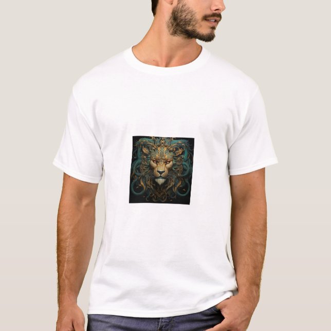 Regal Roar: Custom Lion Design T-Shirt (Front)