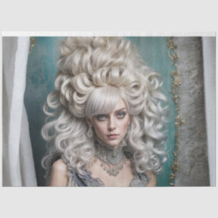 Regal Rococo Lady Decoupage   Vintage French  Tissue Paper