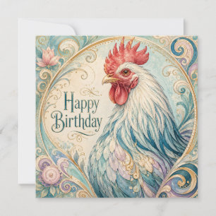 Regal Rooster Birthday Flourish Card