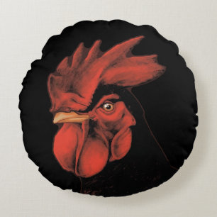 Regal Rooster Majestic Pride Portrait Round Cushion