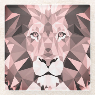 Regal Rose Geometric  Lion Head Glass Coaster