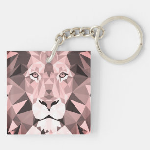 Regal Rose Geometric  Lion Head Key Ring
