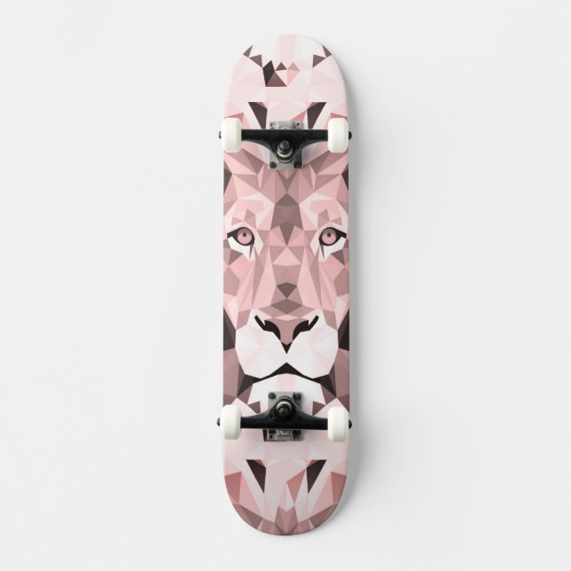 Regal Rose Geometric  Lion Head Skateboard (Front)