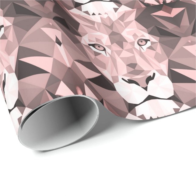Regal Rose Geometric  Lion Head Wrapping Paper (Roll Corner)