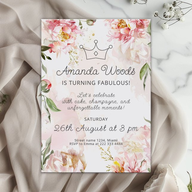 Regal Royal Bloom Birthday Celebration Invitation (Creator Uploaded)