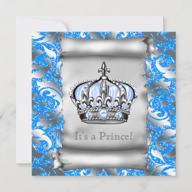 Regal Royal Blue Prince Baby Shower Invitation (Front)
