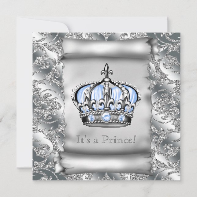 Regal Royal Blue Prince Baby Shower Invitation (Front)