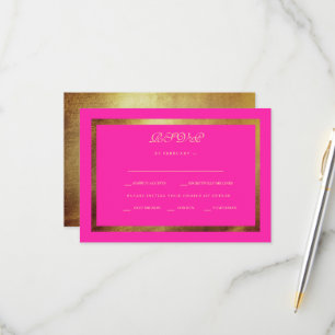 Regal Royal Pink & Gold Ethnic Wedding RSVP Card