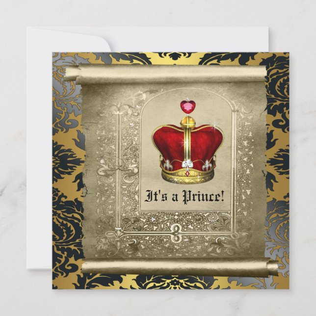 Regal Royal Red Prince Baby Shower Invitation (Front)