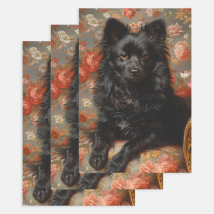 Regal Schipperke Dog Vintage Decoupage Wrapping Paper Sheet