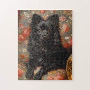 Regal Schipperke Dog Vintage Style Art Jigsaw Puzzle