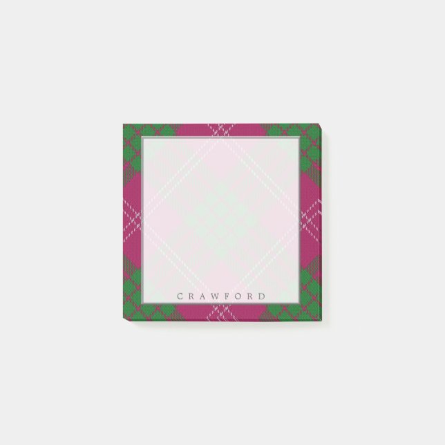 Regal Scottish Clan Crawford Tartan Post-it Notes (Front)