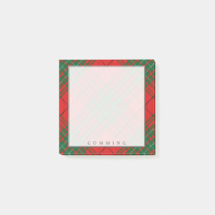 Regal Scottish Clan Cumming Red and Green Tartan Post-it Notes
