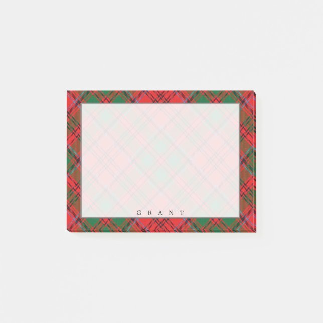 Regal Scottish Clan Grant Tartan Post-it Notes (Front)