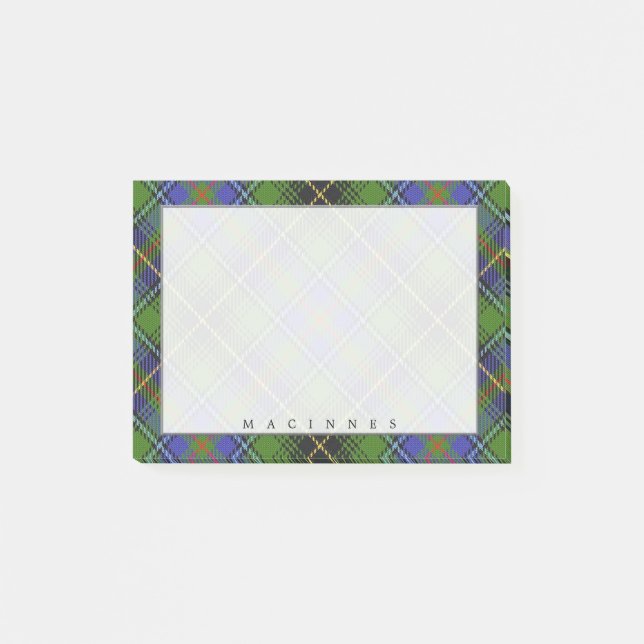 Regal Scottish Clan MacInnes Tartan Post-it Notes (Front)
