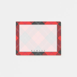 Regal Scottish Clan Ramsay Red and Black Tartan Post-it Notes
