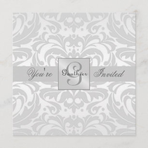 Regal Silver Damask Scroll All Occasion Invitation