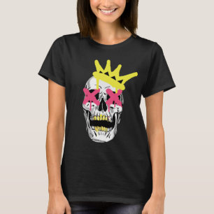Regal Skull: Pink X-Eyed Crowned Art T-Shirt