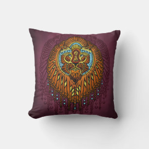 Regal Spirit Lion Ornate Tribal Mandala Roar Cushion