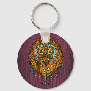 Regal Spirit Lion Ornate Tribal Mandala Roar Key Ring
