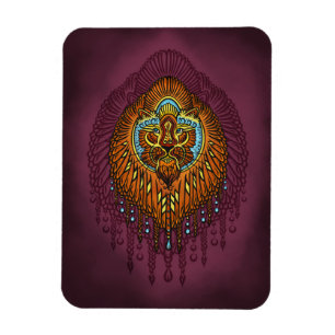 Regal Spirit Lion   Ornate Tribal Mandala Roar Magnet