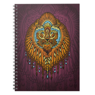 Regal Spirit Lion Ornate Tribal Mandala Roar Spiral Notebook